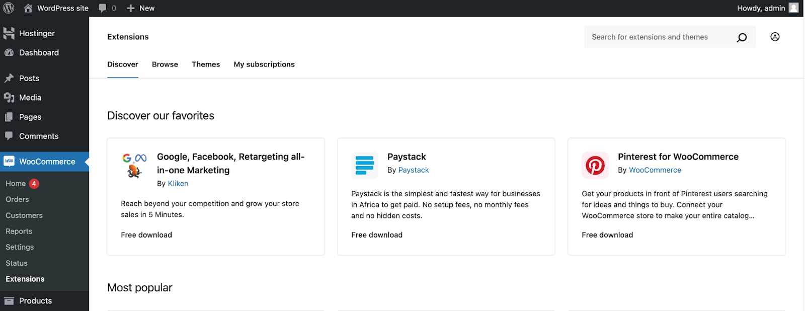 WooCommerce Extensions Store