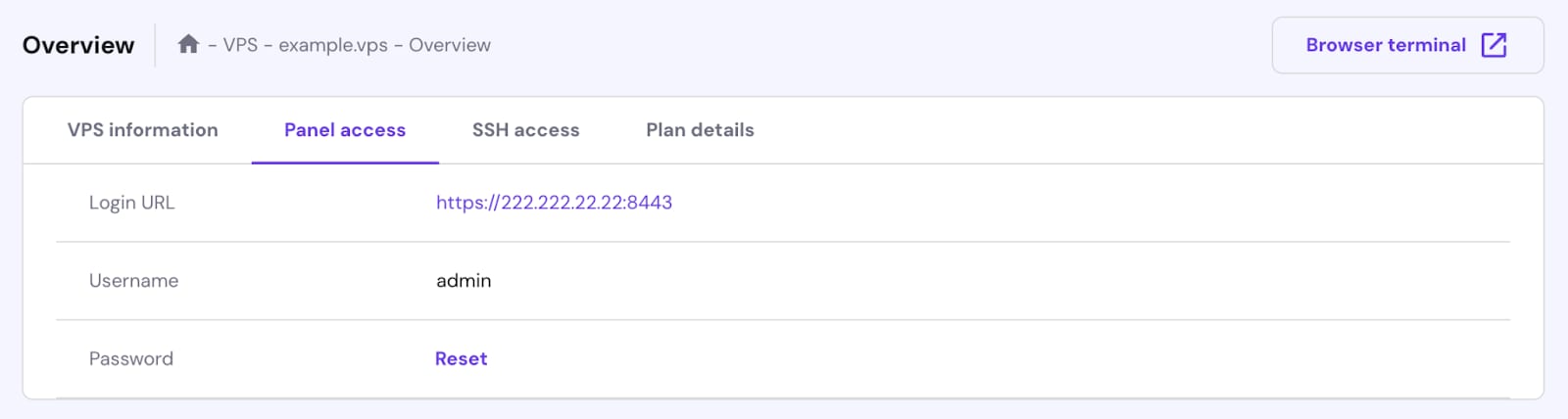 How to Use the CloudPanel VPS Template Hallo-Webseite.de hPanel VPS overview page