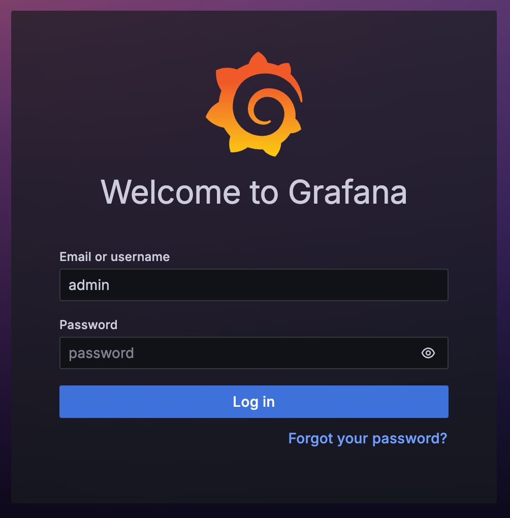 Grafana login screen
