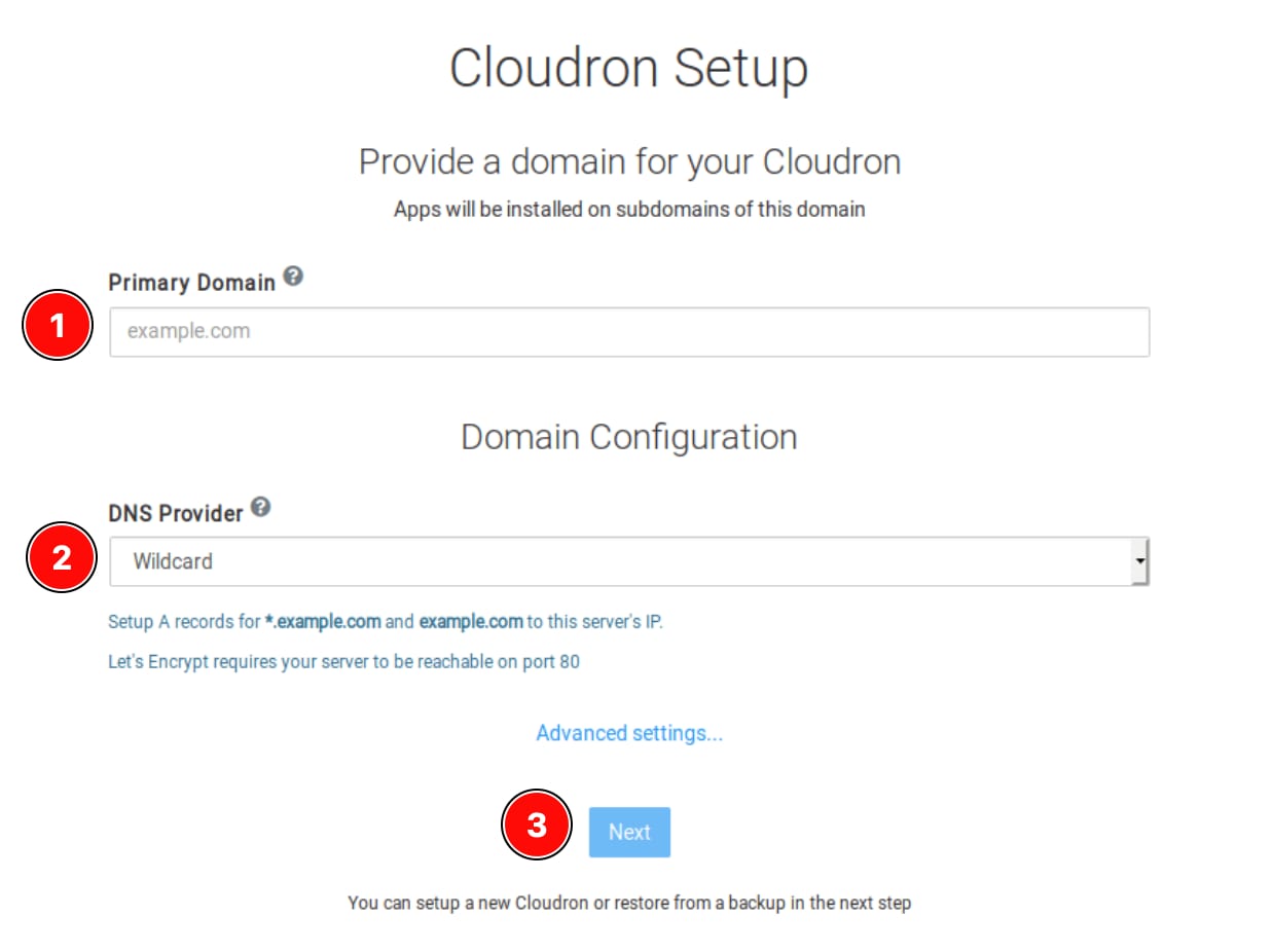 Setting up Cloudron