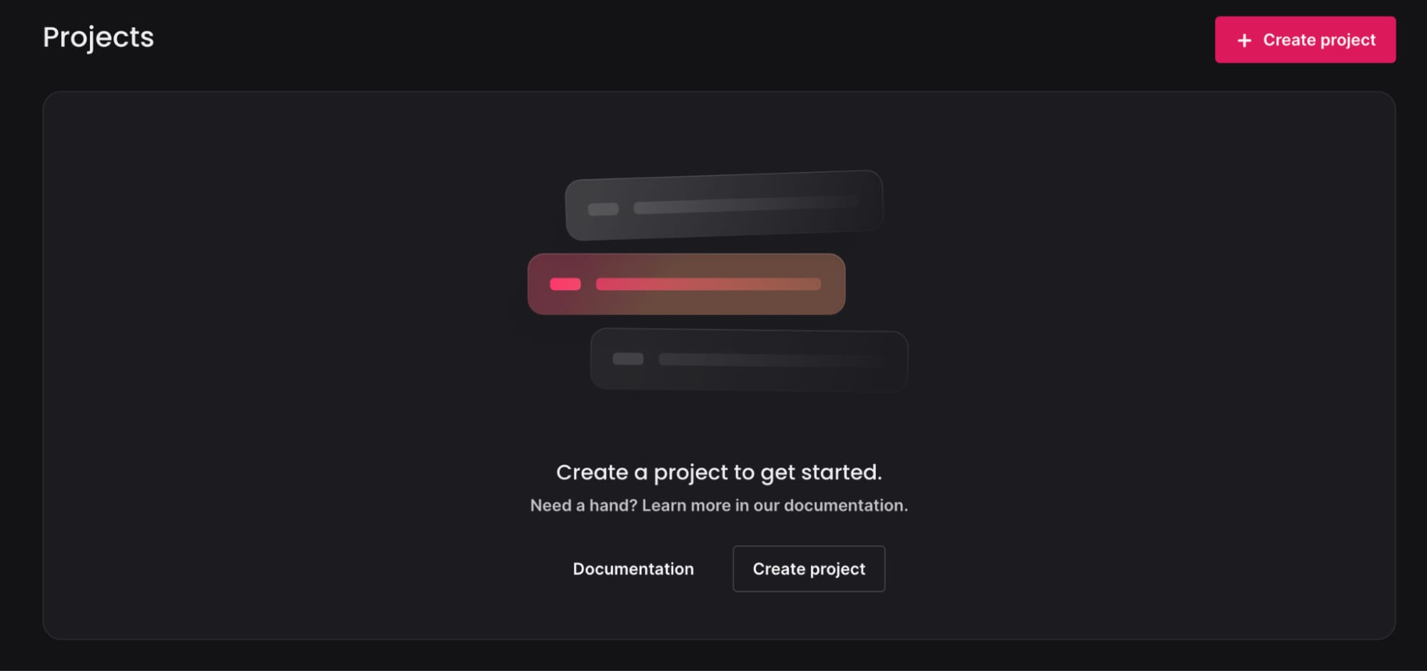 The Projects page in Appwrite showing the button to create a new project.