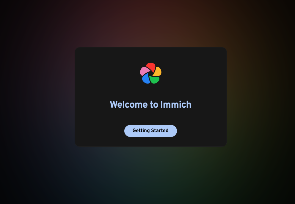 Immich welcome screen