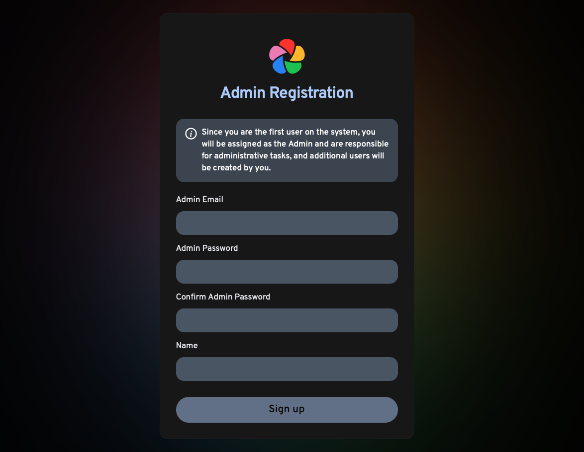 Immich account creation