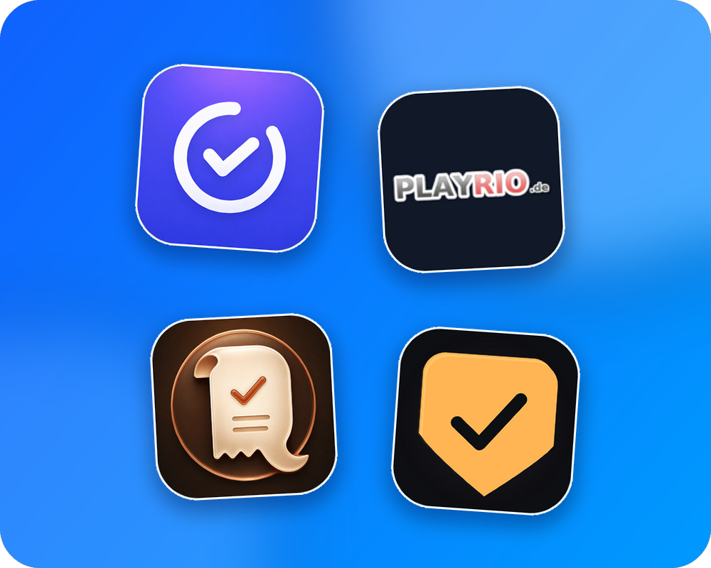 TestFlight-Beta: Symbole der Apps LastTime, Playrio, QuittungsMaker Pro und GarantiQ